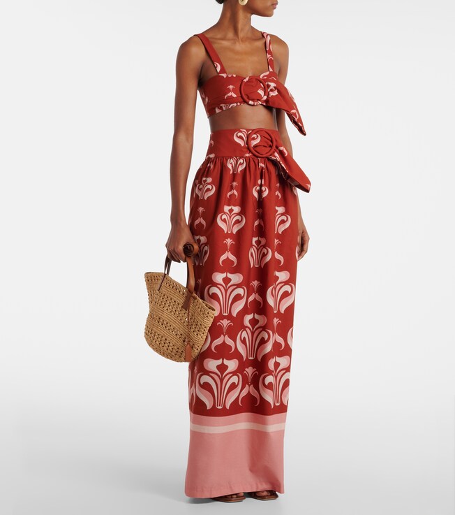 Adriana Degreas Printed cotton maxi skirt