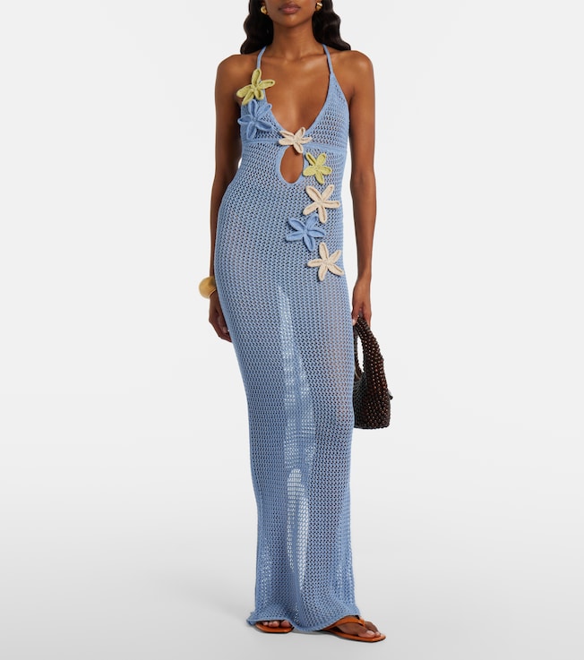 Bananhot Hilsa open-knit lamé maxi dress