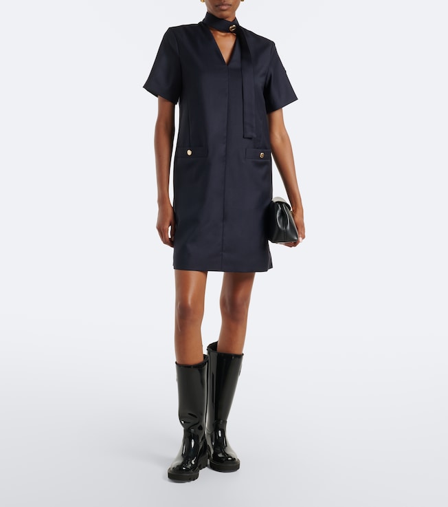 Moncler Tie-neck virgin wool minidress