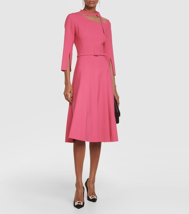 Oscar de la Renta Split-sleeve wool-blend midi dress