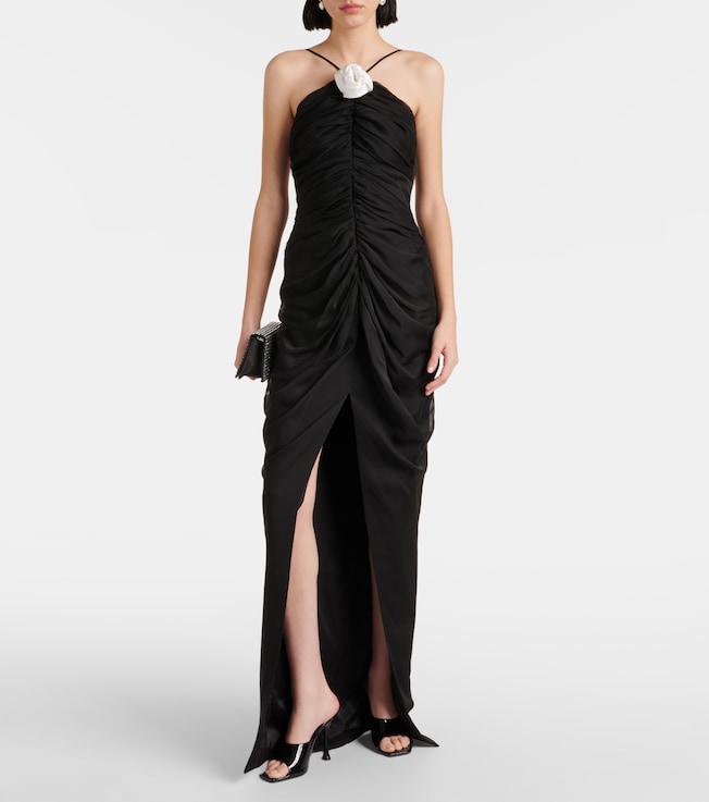 Rasario Floral-appliqué chiffon gown