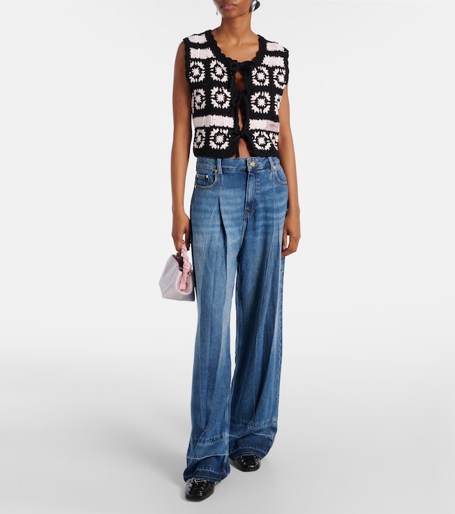 GANNI Pleated wide-leg jeans