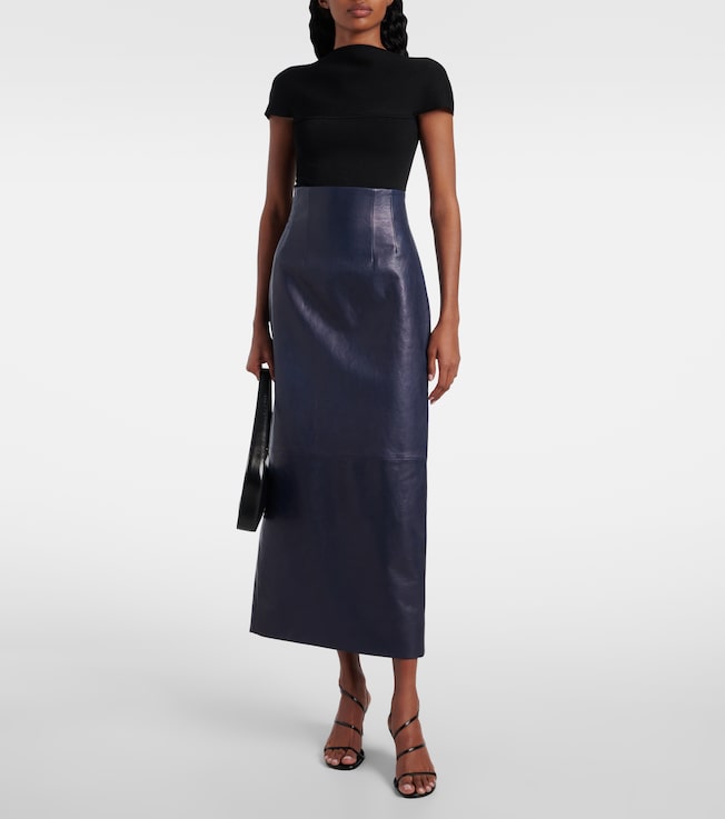 KHAITE Loxley leather pencil skirt