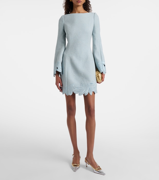 Oscar de la Renta Cotton and wool-blend tweed minidress