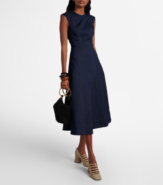Veronica Beard Dulce cotton-blend denim midi dress