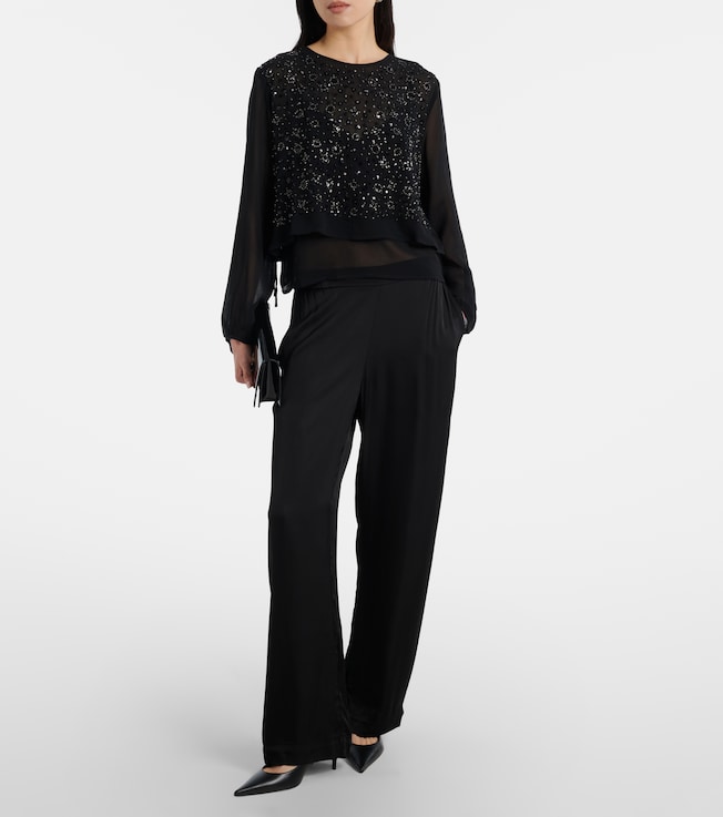 Velvet Marlowe sequinned sheer top