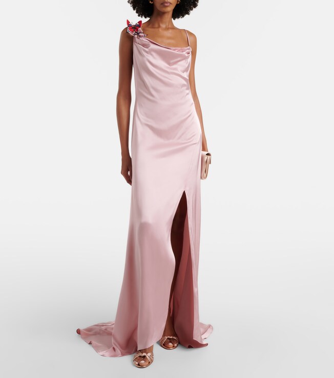 Blumarine Appliqué satin gown