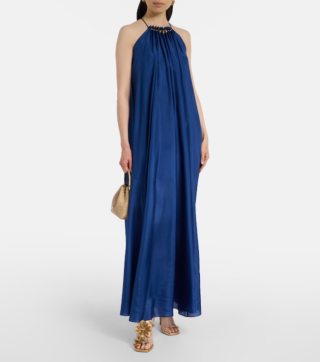 Zimmermann Aster beaded halterneck silk maxi dress