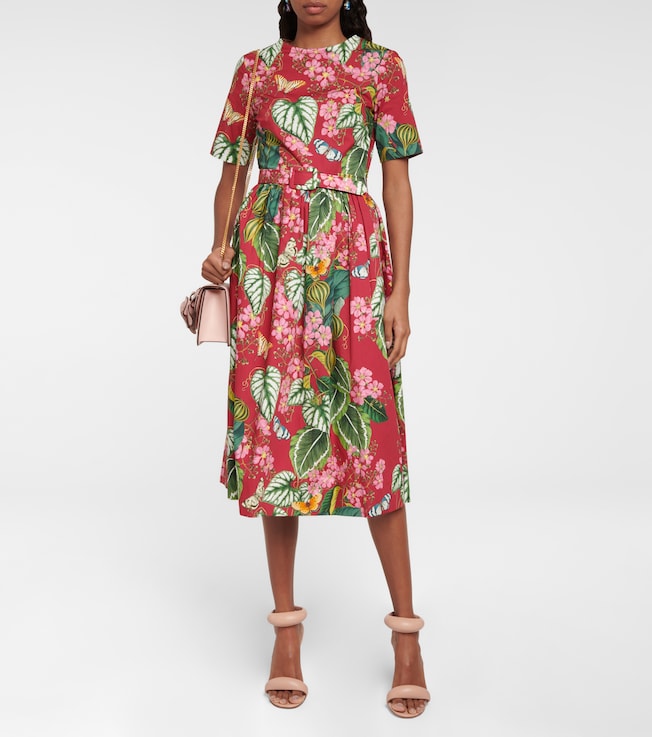 Oscar de la Renta Printed poplin midi dress
