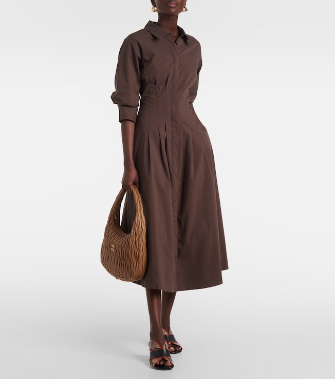 SIMKHAI Pintuck cotton-blend midi dress