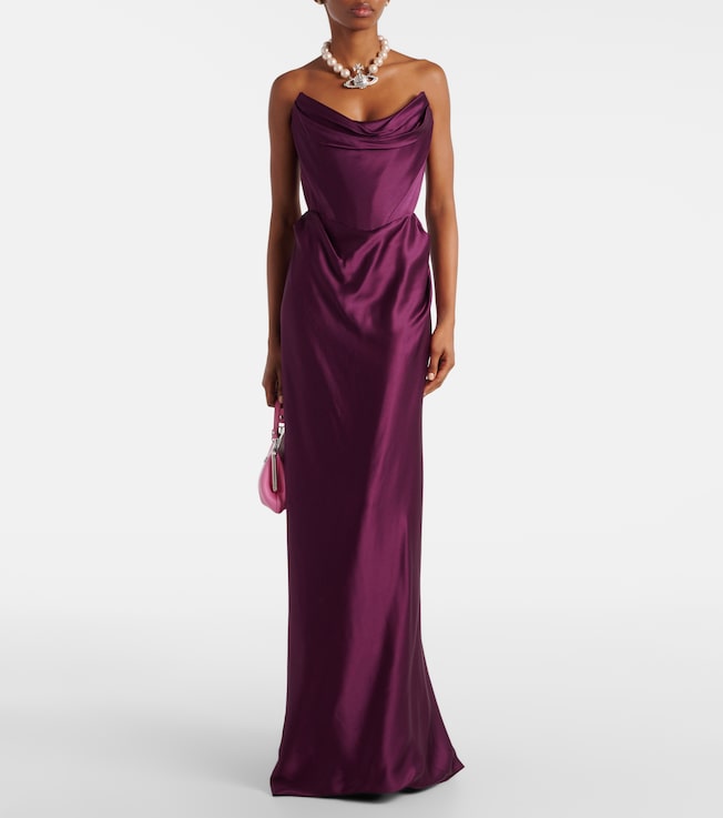 Vivienne Westwood Galaxy draped crêpe satin bustier gown