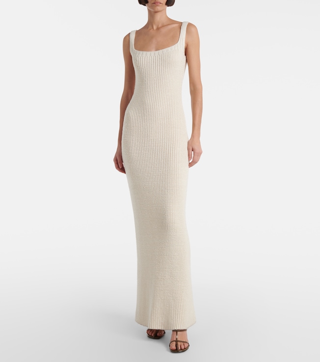 KHAITE Lex ribbed-knit silk maxi dress