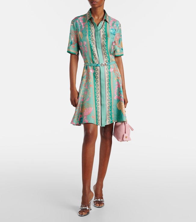 Versace Underwater Barocco silk twill shirt dress