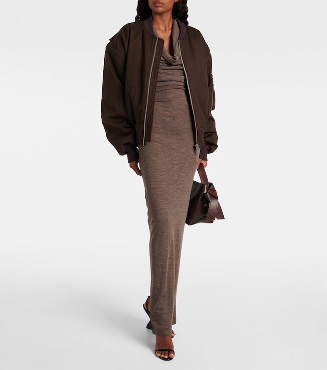 Entire Studios Draped semi-sheer wool maxi dress