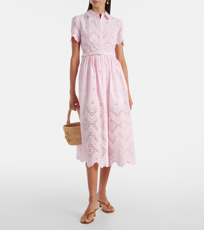 self-portrait Broderie anglaise cotton midi dress