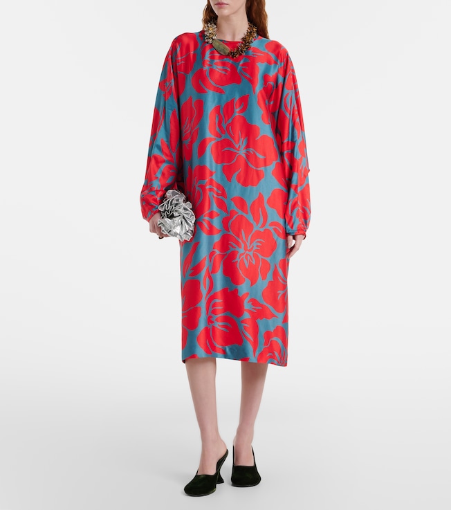 Dries Van Noten Floral satin midi dress