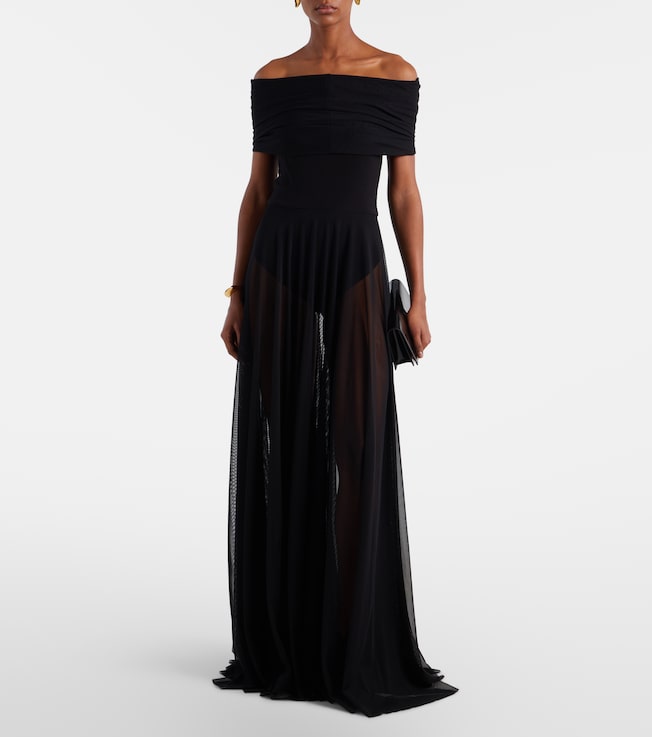 SIMKHAI - Amarantha off-shoulder draped jersey maxi dress | Plush