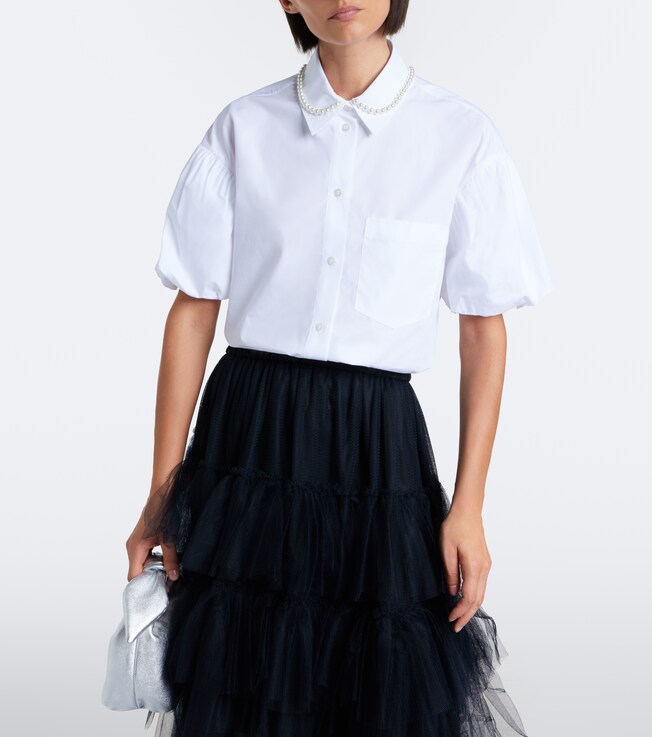 Simone Rocha Embellished scalloped cotton shirt