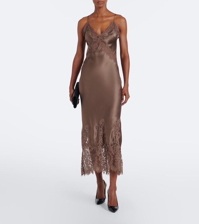 Rebecca Vallance Ellen lace-trimmed silk slip dress