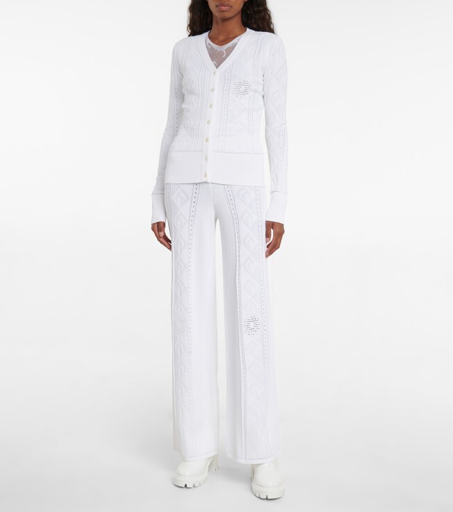 Marine Serre Pointelle high-rise wide-leg pants