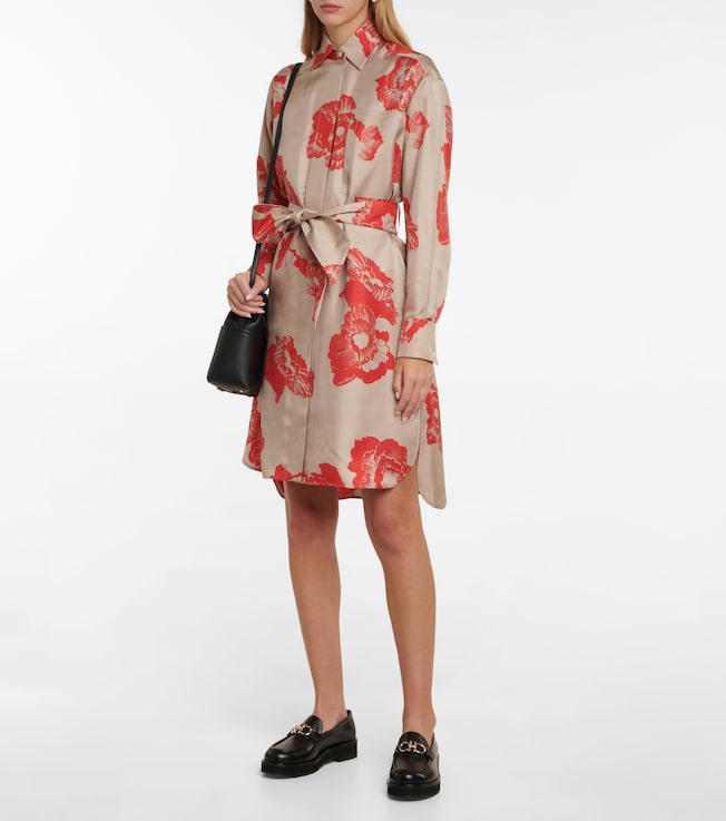Ferragamo Printed silk twill shirt dress