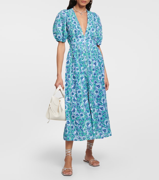 Poupette St Barth Reine floral cotton midi dress
