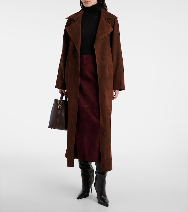 NOUR HAMMOUR Selly suede midi skirt
