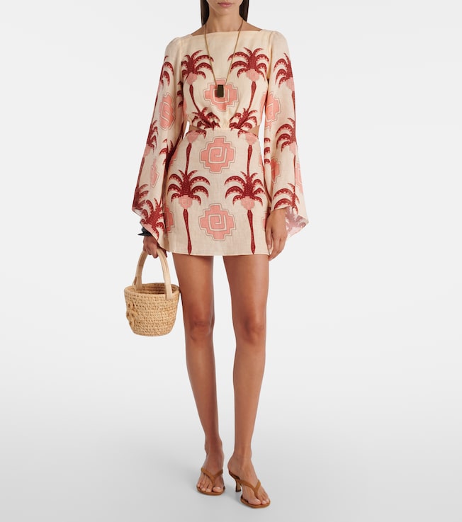 Johanna Ortiz Cutout printed linen minidress
