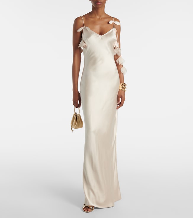 self-portrait Bridal floral-appliqué satin gown