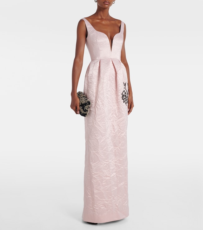 Erdem Embroidered satin gown