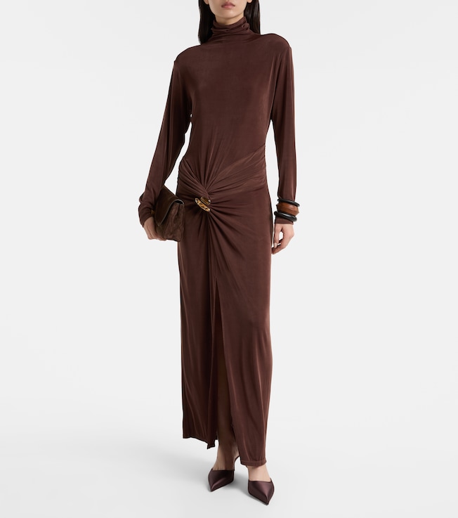 Xu Zhi Gathered turtleneck maxi dress
