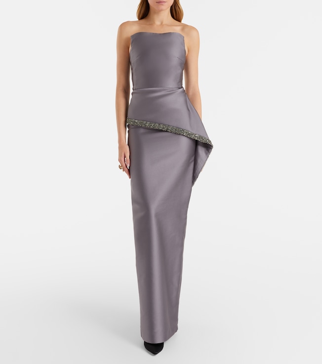 Roland Mouret Crystal-embellished taffeta gown