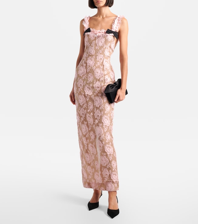 Alessandra Rich Ruffled cotton-blend lace maxi dress