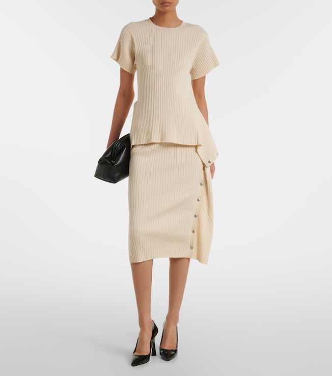 Stella McCartney Ribbed-knit cotton midi skirt
