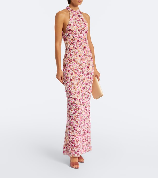 LA FUORI Là Fuori Afterglow Botanica beaded open-back gown