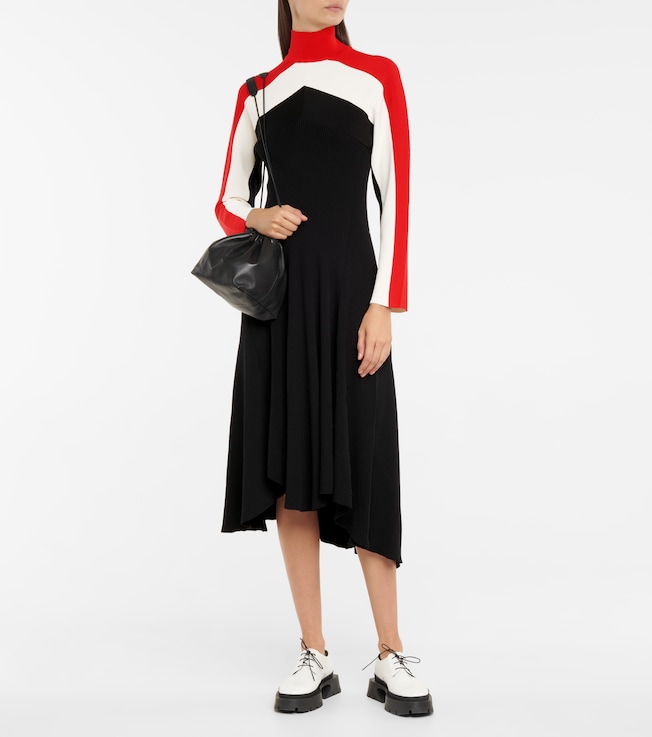 Jil Sander Striped ribbed-knit midi dress