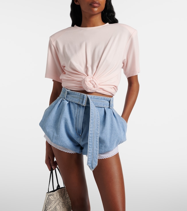 Magda Butrym Belted high-rise denim shorts 