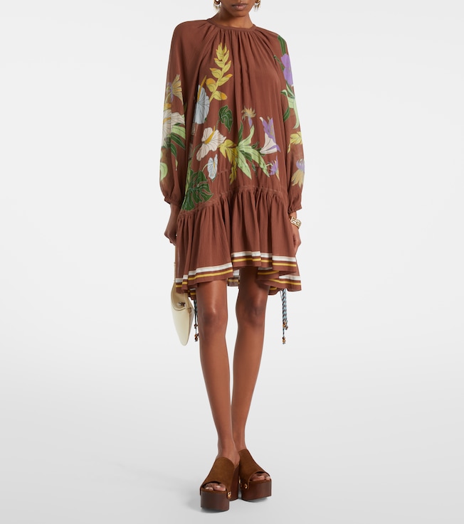 Alémais Alfie gathered cotton and silk minidress