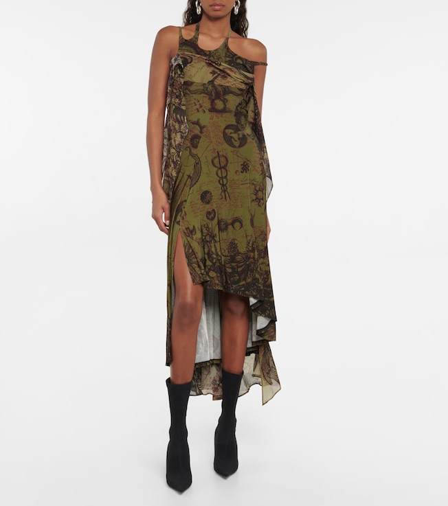Marine Serre Printed crêpe jersey midi dress