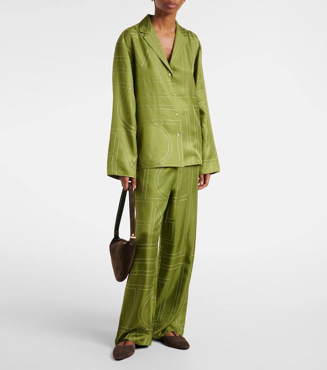 TOTEME Monogram silk twill pajama shirt