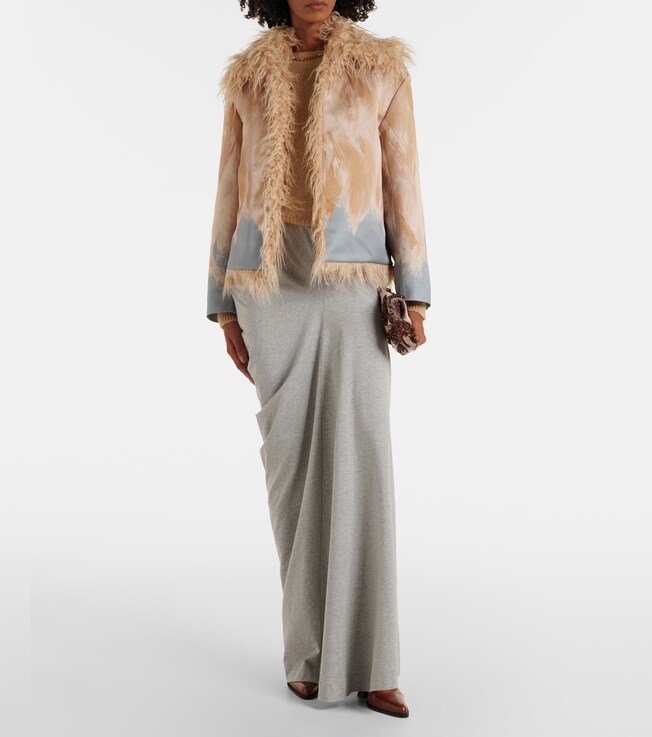 Dries Van Noten Draped cotton jersey maxi skirt