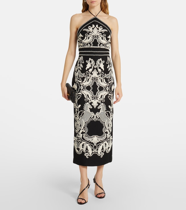 Rebecca Vallance Azera embroidered linen-blend midi dress