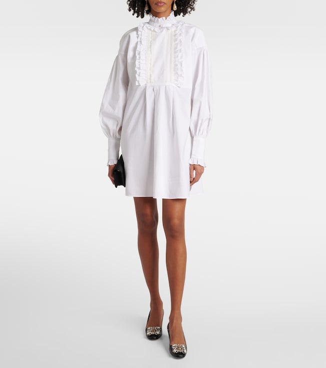 Valentino Ruffled cotton, linen, and silk minidress