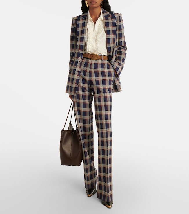 Etro Checked high-rise wool wide-leg pants