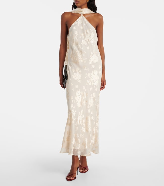 rotate bridal silk satin jacquard midi dress Bridal silk satin jacquard midi dress in white - Rotate
