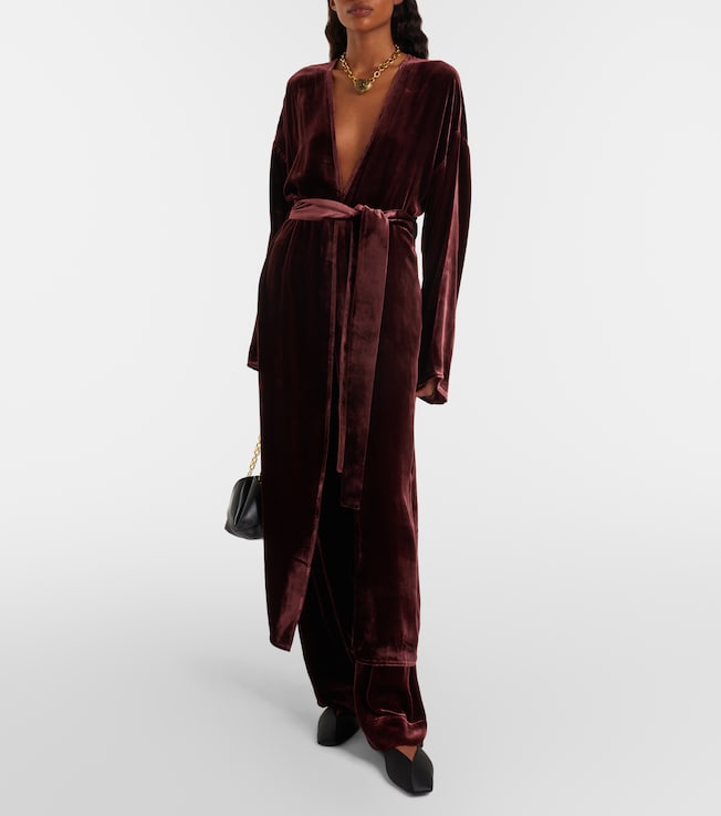 Asceno Belted velvet midi dress