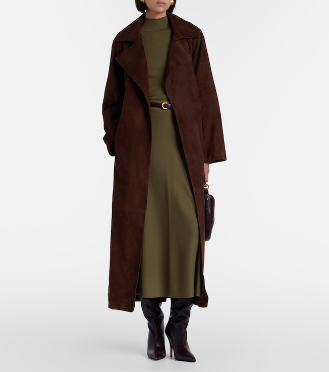 NOUR HAMMOUR Althea suede wrap coat