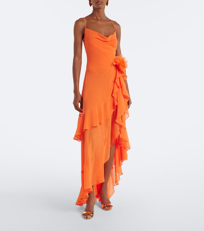 Retrofête Samara gathered chiffon maxi dress