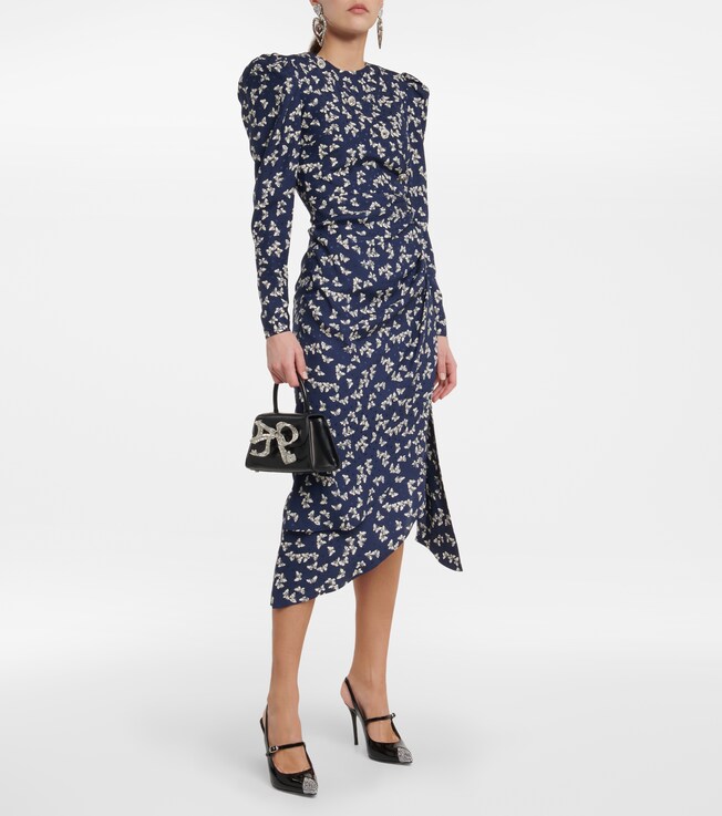 Alessandra Rich Printed silk wrap midi dress