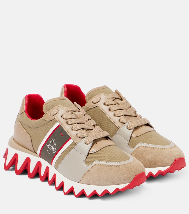 CHRISTIAN LOUBOUTIN Nastroshark leather and canvas sneakers
